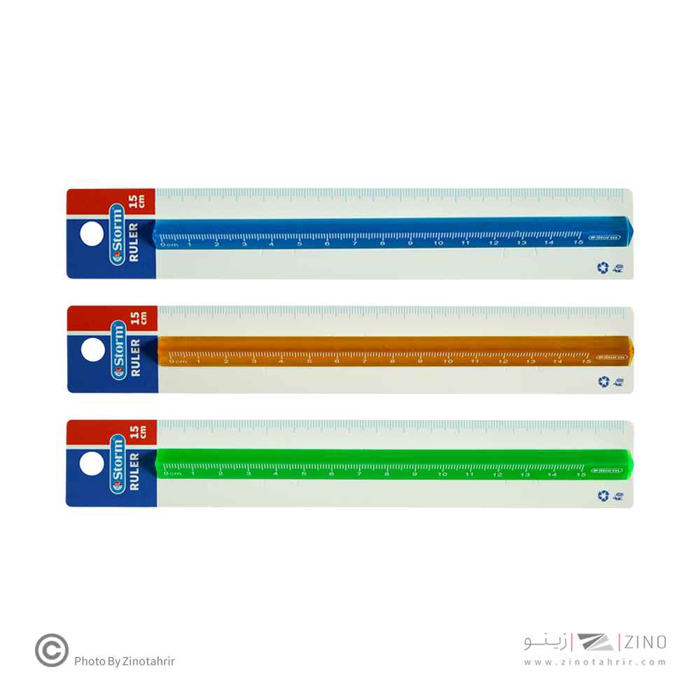 خط کش15سانت کریستال رنگی سه گوش(مثلثی) استورم کد630115