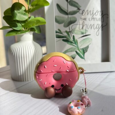 کاور ایرپاد دونات صورتی سیلیکونی با آویز (کدa0237)