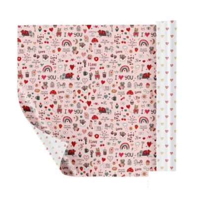 کاغذ کادو دورو ایمان طرح قلب یووی3کد0355