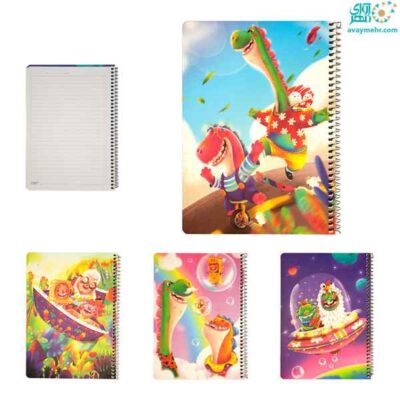 دفتر 80 برگ فنری تک خط ایندربرد طرح جور کتیبه {شیرینگ 12عددی}