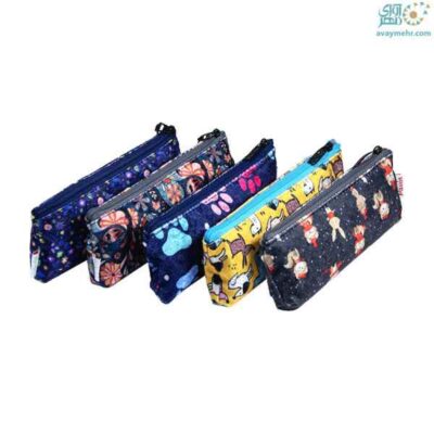 جامدادی تک زیپ طرح دار آستردار پاوین (5 عددی)