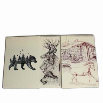 دفتر طراحی 50 برگ فنر بالا رحلی حیوانات هدهد (تک جلدی)