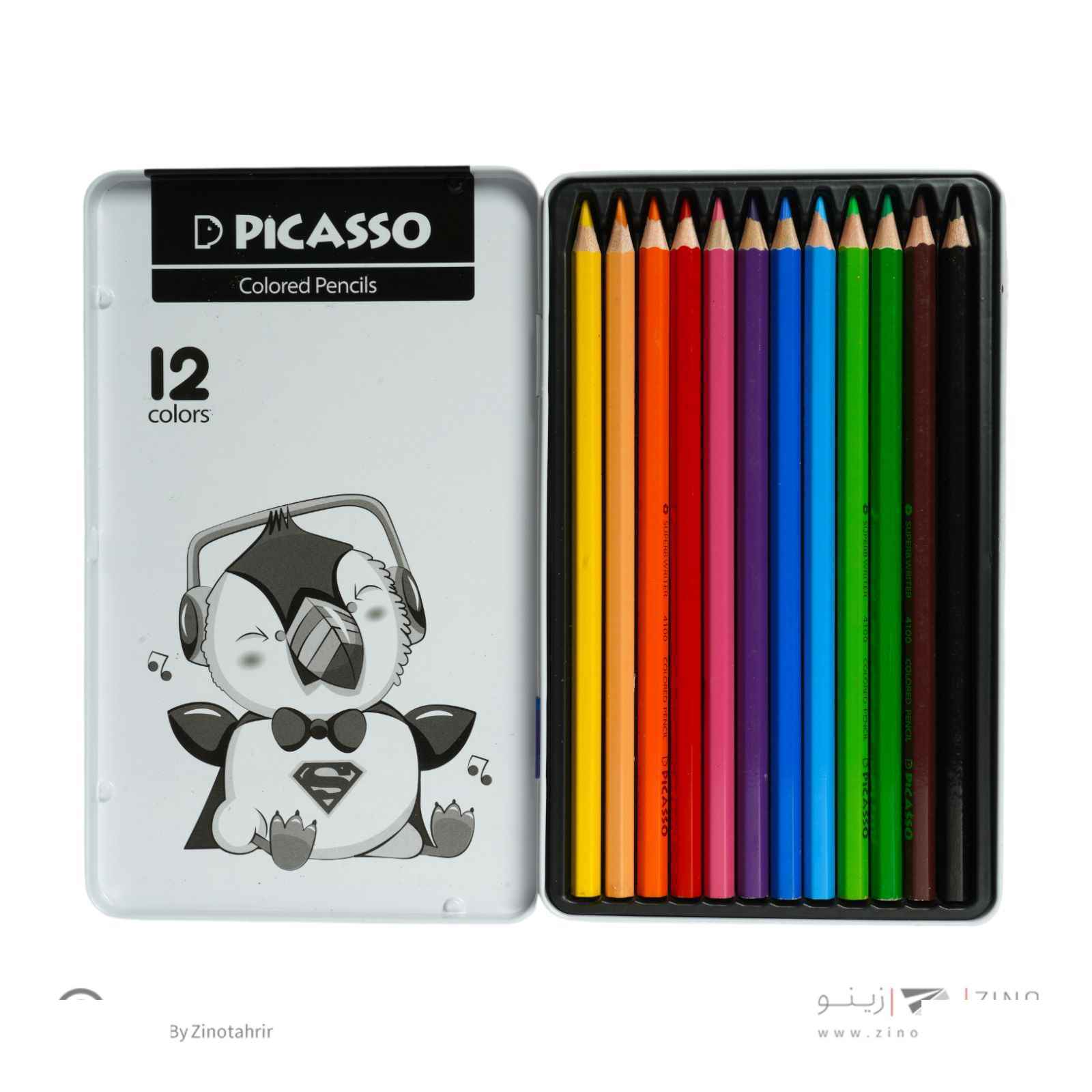 مدادرنگی12رنگ جعبه فلزی پیکاسو
