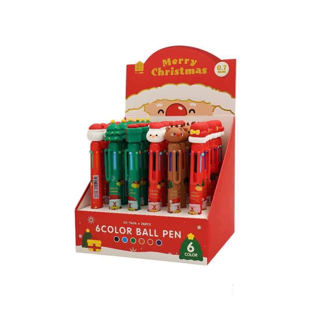 خودکار فانتزی فشاری6رنگ (طرح کریسمس)کدKK-7434