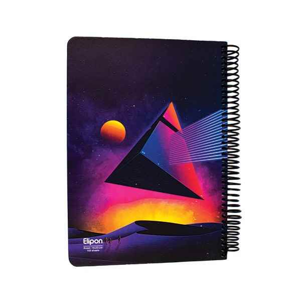 دفتر 40 برگ تک خط فنری جلد گلاسه طرح کلاسیک الیپون (2120004) (تک جلدی)